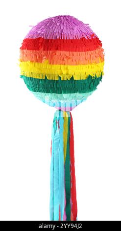 One bright colorful pinata isolated on white Stock Photo