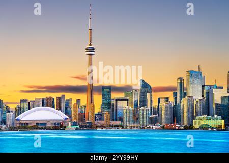 Toronto, Ontario, Canada cityscape on Lake Ontario at dusk. Stock Photo