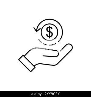 cashback icon, return money, cash back rebate, thin line web symbol on white background Stock Vector