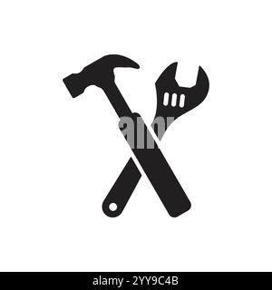 Wrench and hammer. Tools icon isolated on white background Stock Vector