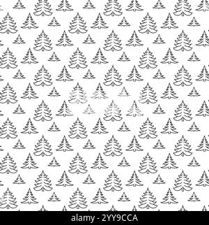 Christmas Seamless pattern,Winter landscape snowy on pine tree forest,Vector Nature green forest Pattern background for Christmas Eve banner,Flat cart Stock Vector