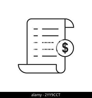 Invoice line icon. Payment and bill invoice. Order symbol concept. Tax sign design. Paper bank document icon. Vector invoice icon Stock Vector