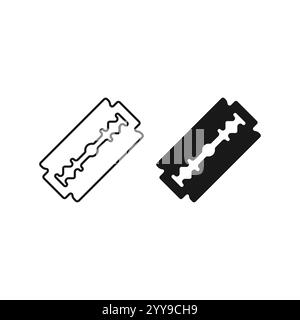 Set of Razor blade flat line icon isolated on white background Stock Vector