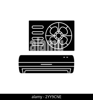 Split type of AC icon. Air conditioning. HVAC for home. Air circulation equipment. Indoor air quality. Isolated vector illustration. Simple filled lin Stock Vector