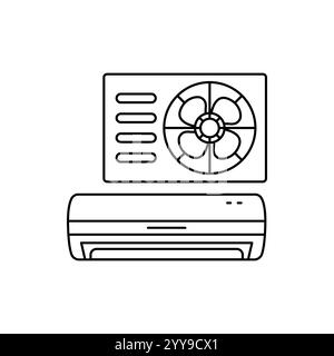 Split type of AC icon. Air conditioning. HVAC for home. Air circulation equipment. Indoor air quality. Isolated vector illustration. Simple filled lin Stock Vector