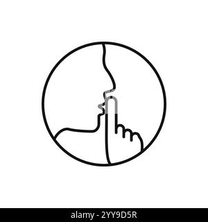 do not disturb icon, please do quiet, pssst or shhh gesture lips, silence or secret, keep shut mouth, line symbol on white background - editable strok Stock Vector