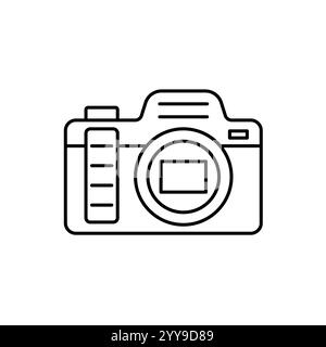 Camera outline icon on white background. Editable stroke. Vector illustration. Stock Vector