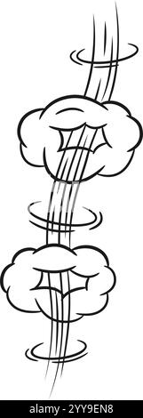 Stylized cartoon explosion creating a dramatic mushroom cloud with dynamic shock waves, illustrated in bold black and white lines, capturing the essence of impact and energy Stock Vector