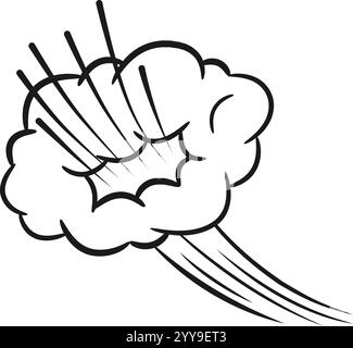 Hand drawn comic explosion cloud with speed lines is exploding, creating a dynamic and dramatic effect suitable for various creative projects Stock Vector