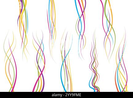 Set of abstract color  curved lines. Wave design element. Vector illustration. Stock Vector