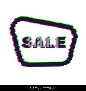 Distorted glitch sale banner with error effect on the edges and in text. Vector illustration. Stock Vector