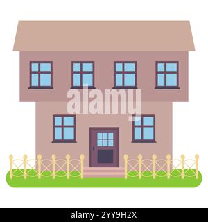 Private house on a white background. Vector illustration. Stock Vector