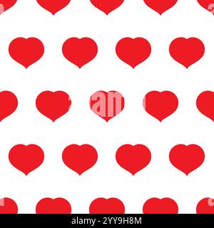 Seamless pattern with red hearts. Romantic love symbol of valentine day. Vector illustration Stock Vector