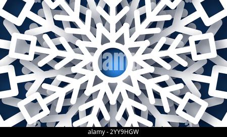 Christmas dark blue background with white paper glitter snowflakes. New year snowflakes holiday decoration. Vector illustration Stock Vector