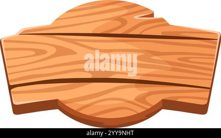 Light brown wooden sign displaying natural wood grain and knots, providing ample space for customization, isolated against a clean white background for easy integration Stock Vector