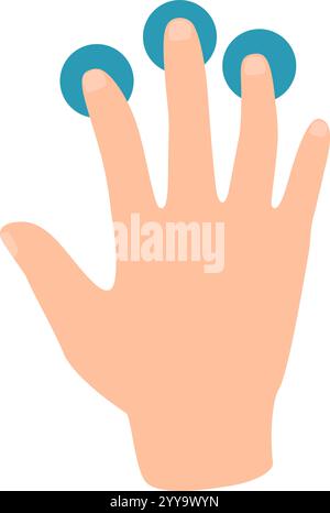 Cartoon hand interacting with a digital screen, using three fingers to symbolize the connection between humans and technology in a modern, user friendly interface Stock Vector