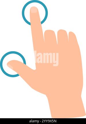 Multi touch hand gesture pinching on a touchscreen, zooming in or interacting seamlessly with a digital interface, enhancing user experience on mobile devices and tablets Stock Vector