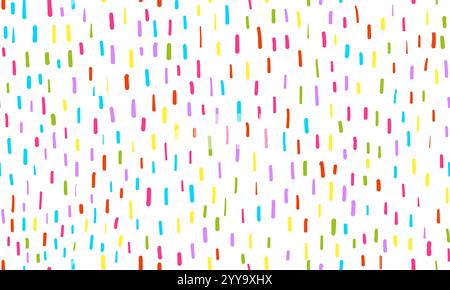 Colorful simple small dash seamless pattern. Vector wallpaper with hand drawn abstract texture Stock Vector