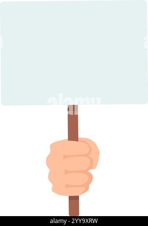 Blank white protest sign with wooden holder. Various realistic vector ...