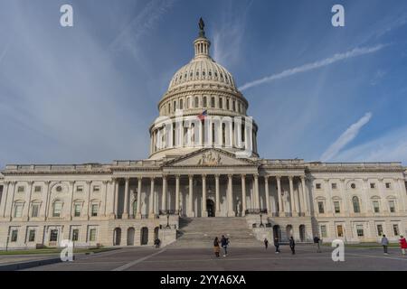 Washington DC: October 27, 2023: US Capitol Building in Washington DC with blue sky background. Stock Photo