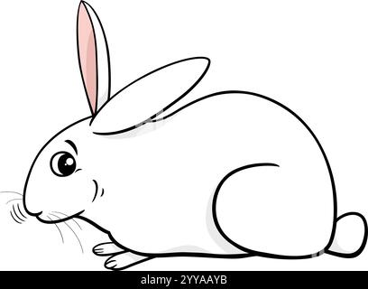 Cartoon illustration of white miniature rabbit comic animal character Stock Vector