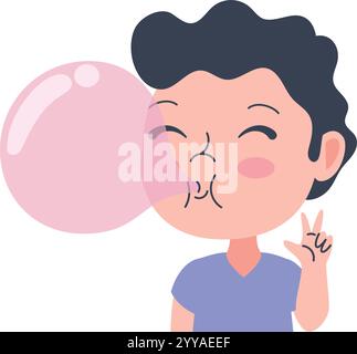 happy boy chewing gum Stock Vector