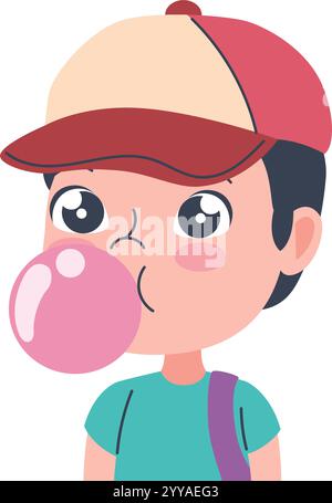 cute boy chewing gum Stock Vector