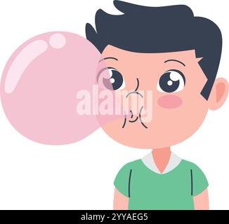 boy chewing gum Stock Vector