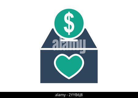 Donate box icon. solid icon style. icon related to charity. donation elements vector illustration Stock Vector