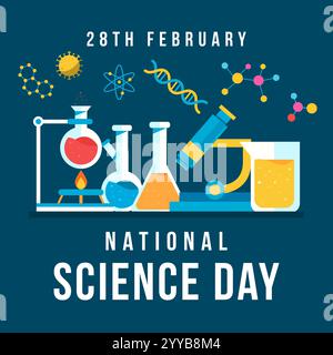 national science day illustration concept design in flat style Stock Vector