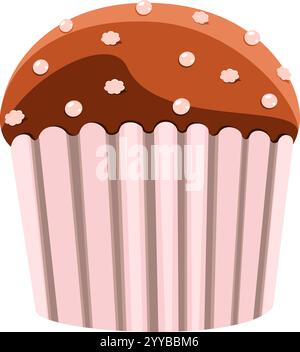 Chocolate cupcake with icing vector illustration Stock Vector