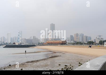 View of Kuwait City from Shuwakh Beach in kuwait City, Kuwait Stock Photo