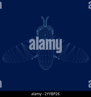 Vector drawing of a bee wireframe. Vector illustration Stock Vector