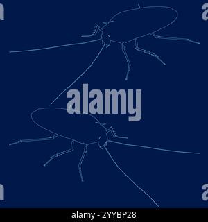 Cockroach contour, line style . Vector illustration Stock Vector