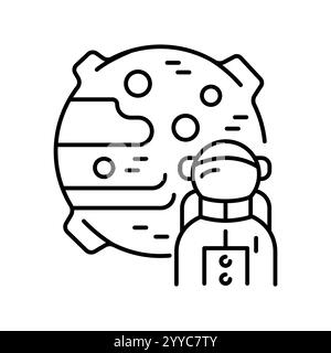 life on Mars  black line icon. Vector isolated element. Editable stroke. Stock Vector