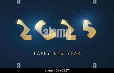 Best Wishes - Abstract Golden and Dark Blue Modern Style Happy New Year Greeting Card or Background, Creative Design Template - 2025 Stock Vector