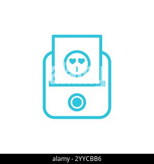 Travel friendly mini printer icon. Isolated on white background. Blue icon set. Stock Vector
