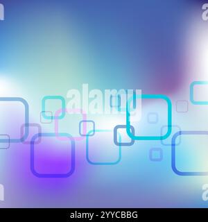 Rounded transparent squares, Futuristic abstract background with copy space Stock Vector