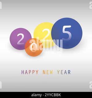 Best Wishes - Simple Colorful New Year Card, Cover or Background Vector Design Template with Numerals - 2025 Stock Vector