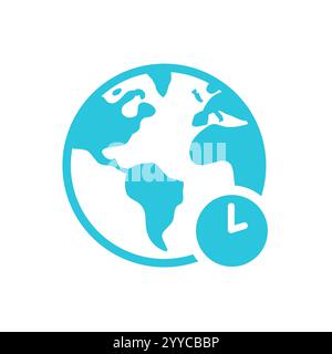 World Time zone icon. Isolated on white background. Blue icon set. Stock Vector