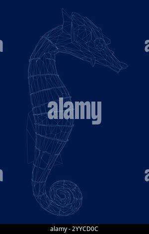 seahorse wireframe vector icon flat illustration logo clipart Stock Vector