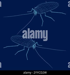 Cockroach wireframe, line style . Vector illustration Stock Vector