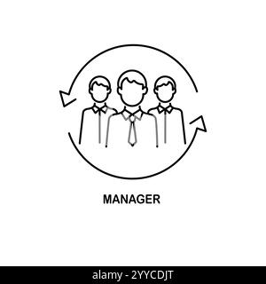 Teamwork icon. Business organization, corporate management contour symbol.  Editable stroke Stock Vector