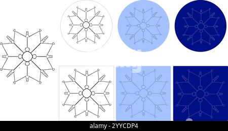 illustration vector abstract shape snowflake element logo or icon. EPS 10 Graphic line illustration Stock Vector