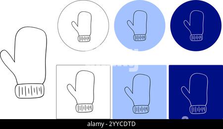 Winter mitten graphic line vector logo illustration for web, app, infographic, etc Stock Vector