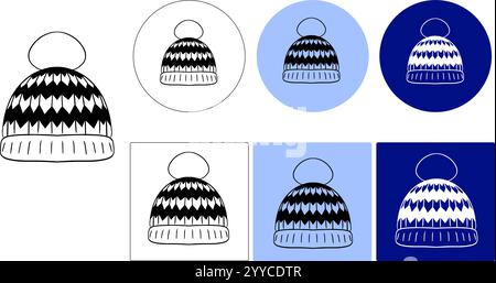 cool winter hat logo vector illustration template design. Graphic line Stock Vector