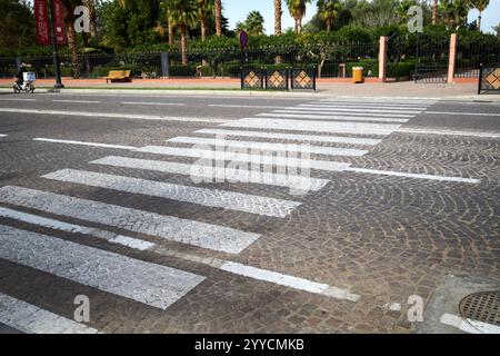 empty pedestrian crossing on a main city street in marrakesh, morocco Stock Photo