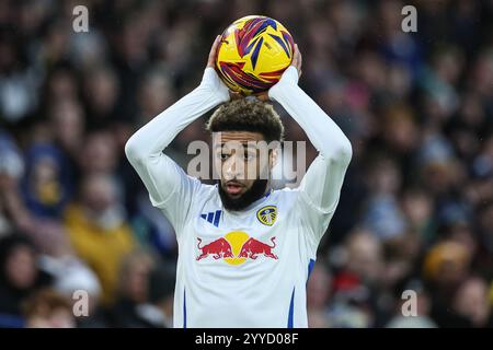 Jayden Bogle Of Leeds United Takes A Shot On Goal During The Premier Jayden Bogle Of Leeds United Takes A Shot On Goal During The Premier