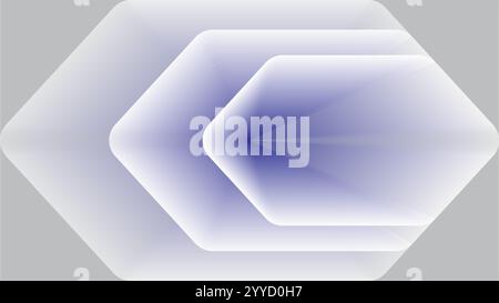round corners hexagon over lay with gray white and blue color abstract background wallpaper Stock Vector