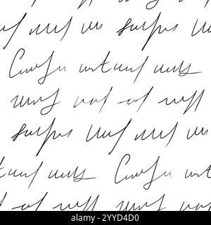 Handwritten illegible text vector seamless pattern with blots and dots ...